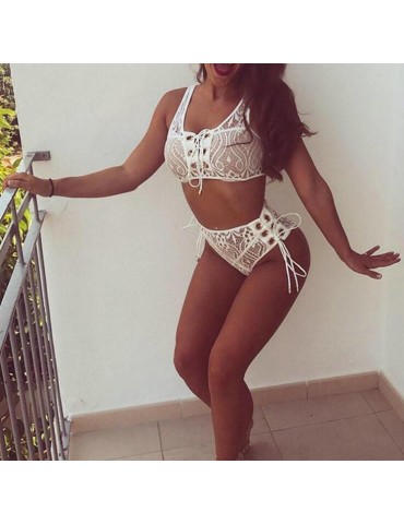 High Waist Laced Bikini Set