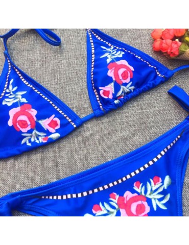 Cobalt Blue With Flowers Bikini