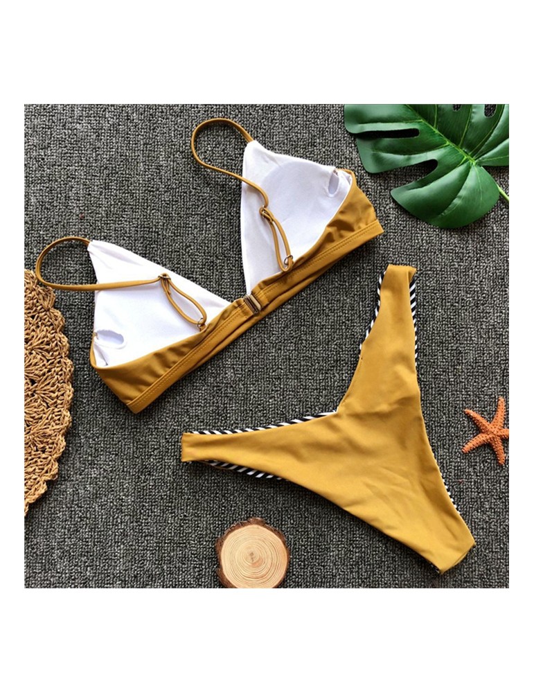 Yellow High Cut Bikini Set