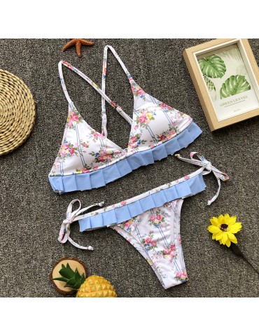 Light Blue Floral Bikini Set