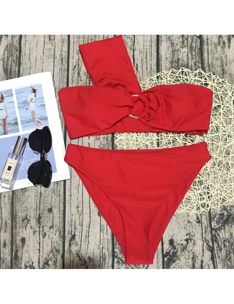 One Shoulder Bandeau Bikini Set