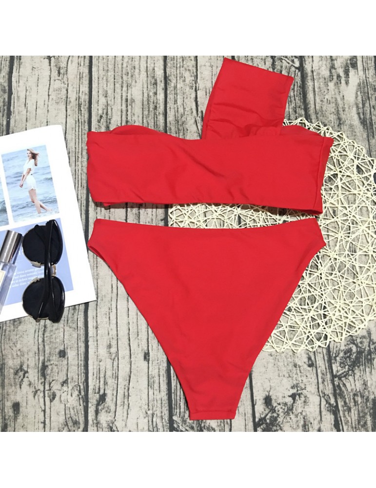 One Shoulder Bandeau Bikini Set