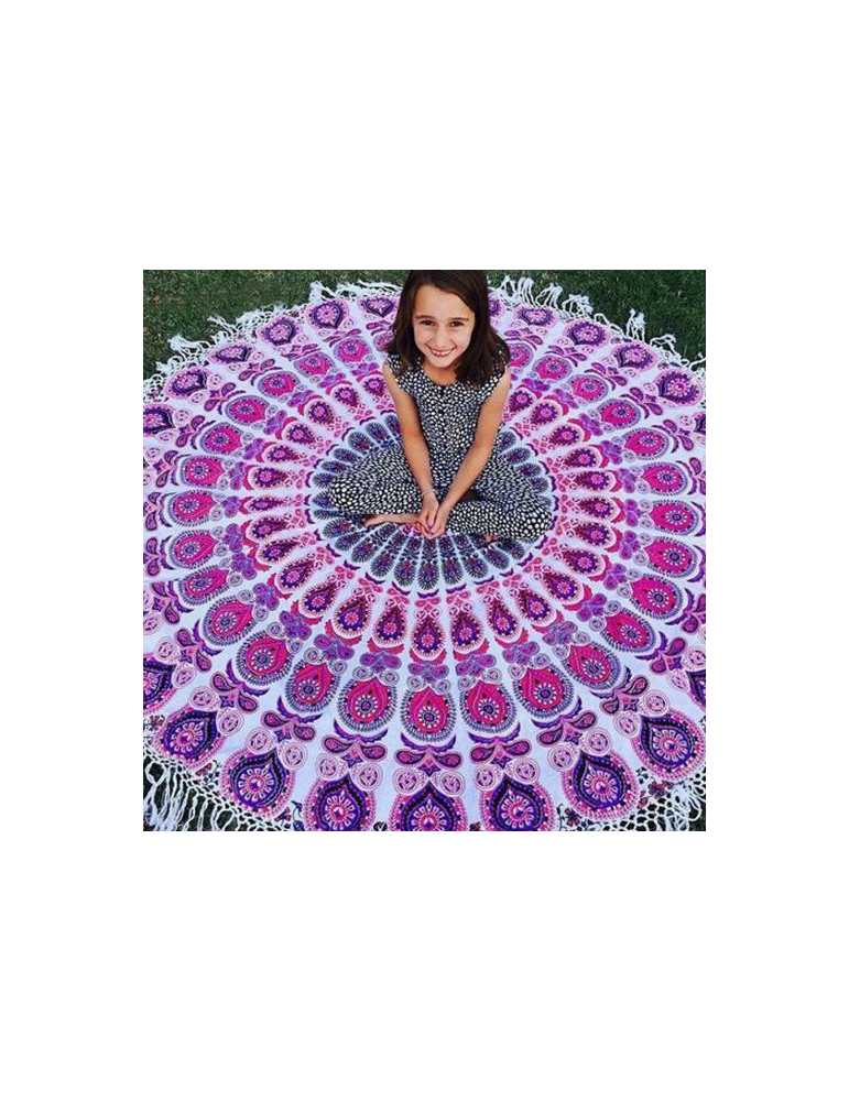 Round Purple With Tassels Blanket